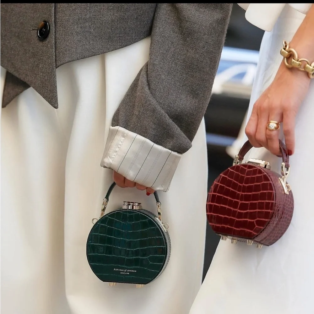 Aspinal of London Hat Box Micro crocodile-embossed patent leathers - Picture 6 of 15